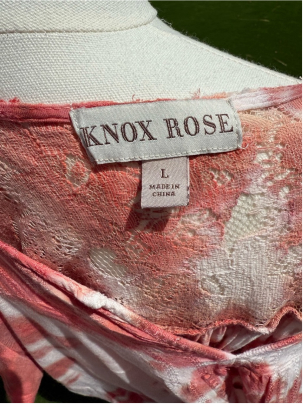 Knox Rose Tie Dye Boho Top M | Red White Short Sleeve Blouse | Flowy Casual - Picture 5 of 5